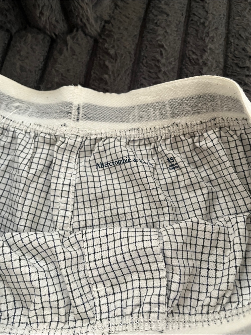 Abercrombie & Fitch White and Light Gray Plaid Men's Boxer Shorts - Two Pack - Picture 3 of 3